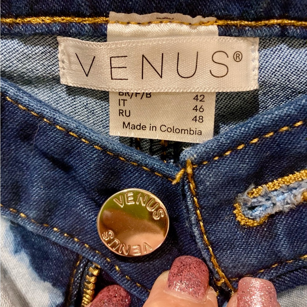 VENUS Tie-Dye Super Flare Bell Bottom Jean Size 8 Hippie Retro 70’s Stretch - Picture 2 of 13